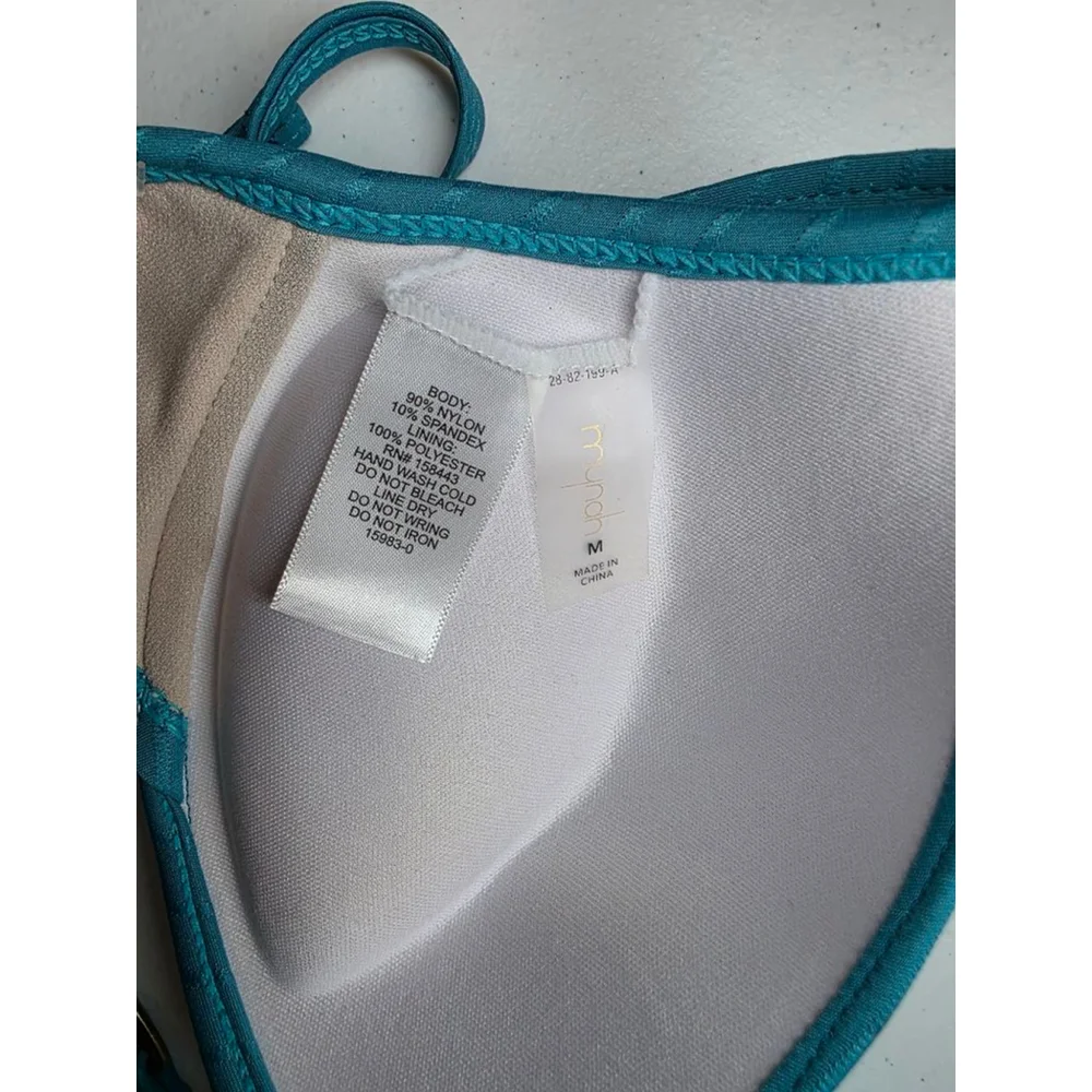 Mynah Teal Molded Push Up Halter Bikini Top Medium NWT Resort Swim